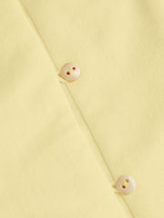 Linen-blend Collar Solid Shirred Button Midi Shirt Dress