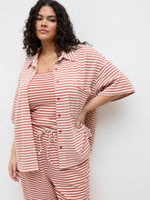 Collar Stripe Button Through Oversized Shirt Curve & Plus