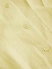 Linen-blend Collar V-neck Pleated Short Sleeve Shirt