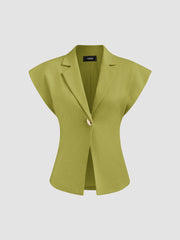Linen-blend V-neck Dolman Sleeve Blazer Vest