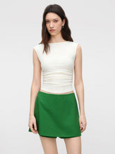 Linen-blend Pocket A-lined Skort