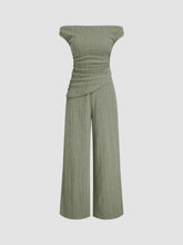 Cotton-blend Off-shoulder Ruched Jumpsuit