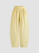 Cotton Mid Rise Knotted Barrel-Leg Trousers