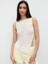 Knitted Boat Neck Asymmetrical Hem Split Top
