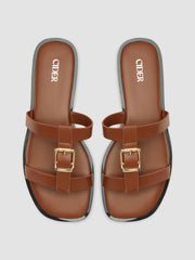 DOUBLE STRAP BUCKLE SLIPPERS