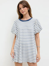 Terry Stripe T Shirt Oversized Mini Dress