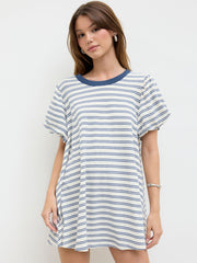 Terry Stripe T Shirt Oversized Mini Dress
