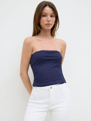 Reversible Cotton Polka Dot Stripe Bandeau Top