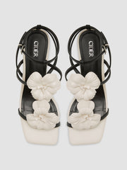 DOUBLE FLOWER & ADJUSTABLE STRAP HEELS