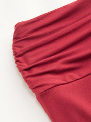 Cowl Neck Ruched Tank Top & Mid Rise Asymmetrical Ruffle Hem Skirt Set