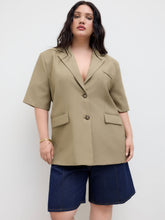 Linen-blend Collar Oversized Mid-length Blazer Curve & Plus