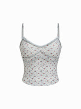 Sweetheart Floral Lettuce Trim Cami Top