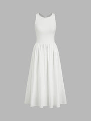 Cotton Criss Cross Backless Maxi Dress