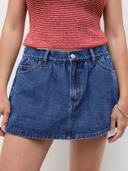Cider Denim Low Rise Micro Mini Skirt