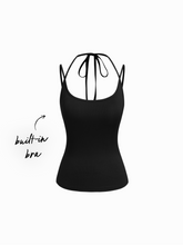 Built-in Bra U-neckline Stripe Knotted Cami Top