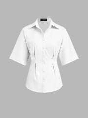 100% Cotton Ruched Cinched Waist Split Shirt