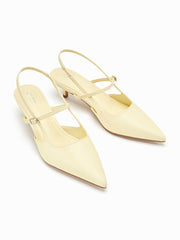POINTED TOE BUCKLE DECOR SLINGBACK KITTEN HEELS