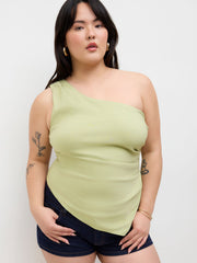 Asymmetrical Ruched Split Tank Top Curve & Plus