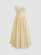 Bandeau Ditsy Floral Ruffle Midi Dress