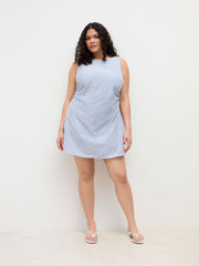 Cotton-blend Stripe Bowknot Mini Tank Dress Curve & Plus