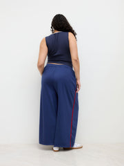 Cotton-blend Terry Mid Rise Side Stripe Straight Leg Sweatpants Curve & Plus