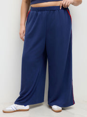 Cotton-blend Terry Mid Rise Side Stripe Straight Leg Sweatpants Curve & Plus