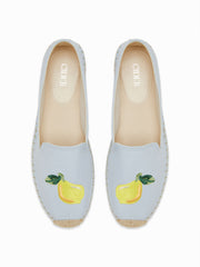 LEMON EMBROIDERED FISHERMAN FLATS