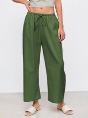 Drawstring Pull-On Linen Pant