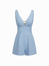 Cotton-blend V-neck Beaded Romper