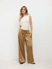 High Waist Elastic Waist Pants