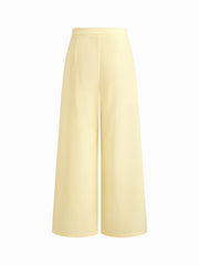 Linen-blend Boat Neck Cut Out Tie Back Tank Top & Mid Rise Pleated Wide Leg Trousers Set