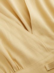 V-neck Belted Cinched Waist Blouse