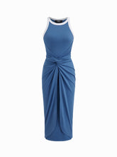 Contrasting Binding Twisted Knotted Tank Maxi Dress