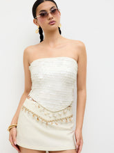 Sequin Lace Up Tassel Bandeau Top