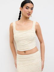 Lace U-neckline Tie Back Tank Top & Mid Rise Ruffle Mermaid Maxi Skirt Set