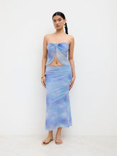Mesh Illusion Knotted Bandeau Top & Mid Rise Maxi Skirt Set