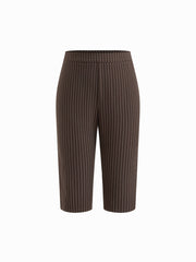 Stripe Short Sleeve Top & Mid Rise Cigarette Capri Trousers Set