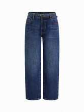 Cider Denim Low Rise Cropped Straight Leg Trousers With Belt