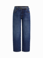 Cider Denim Low Rise Cropped Straight Leg Trousers With Belt