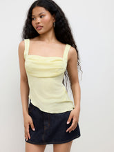Square Neck Sequin Ruched Lettuce Trim Asymmetrical Hem Cami Top