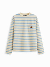 Cotton-blend Round Neckline Stripe Hedgehog Embroidered Oversized Tee