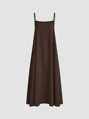 Linen-blend Square Neck Knotted Beaded Cami Maxi Dress