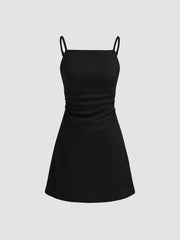 Square Neck Lace Up Mini Dress