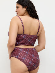V-neck Check Bowknot Tankini Bikini Set Curve & Plus