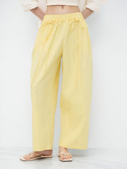 Cotton Mid Rise Knotted Barrel-Leg Trousers