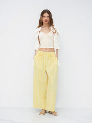 Cotton Mid Rise Knotted Barrel-Leg Trousers