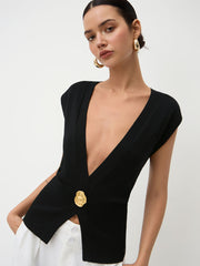 Knit V-Neck Dolman Sleeve Vest