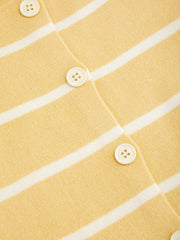 Knit Boat Neck Striped Button Split Vest