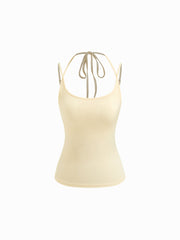 Built-in Bra U-neckline Stripe Knotted Cami Top