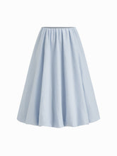 Cotton High Rise Stripe Texture Bubble Hem Midi Skirt